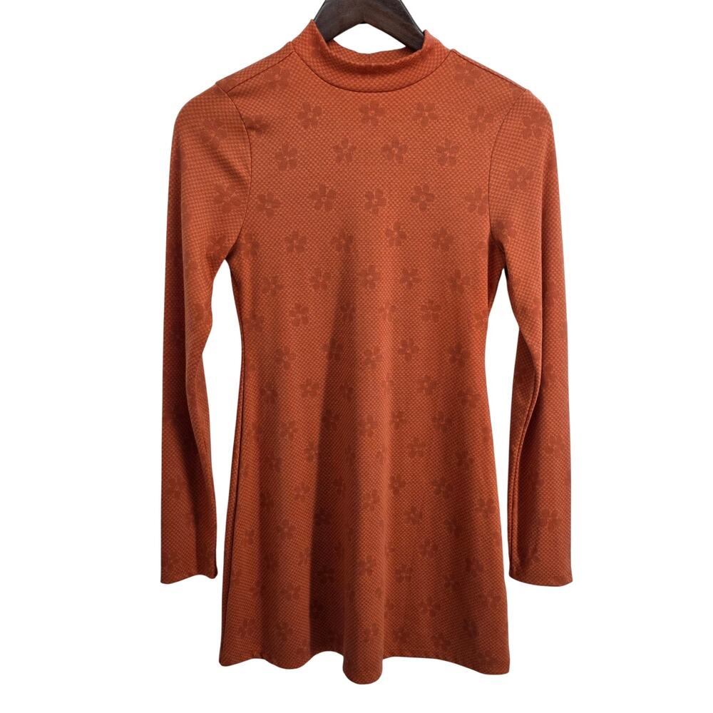 Billabong x The Salty Blonde Coconut Flowers Long Sleeve Mini Dress Orange Small